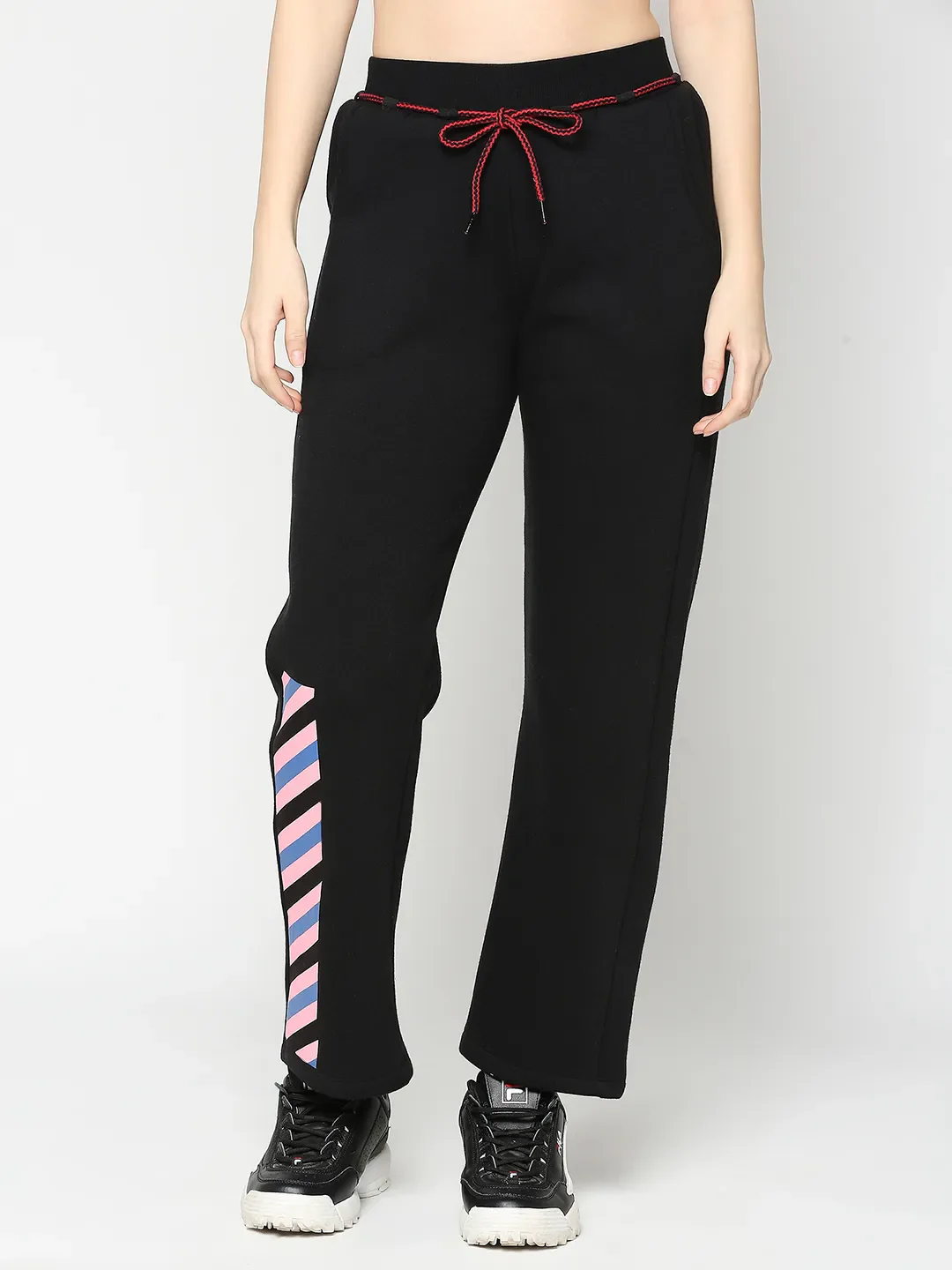 Black Wide Leg Fit Women's Track Pants By Being Human Clothing