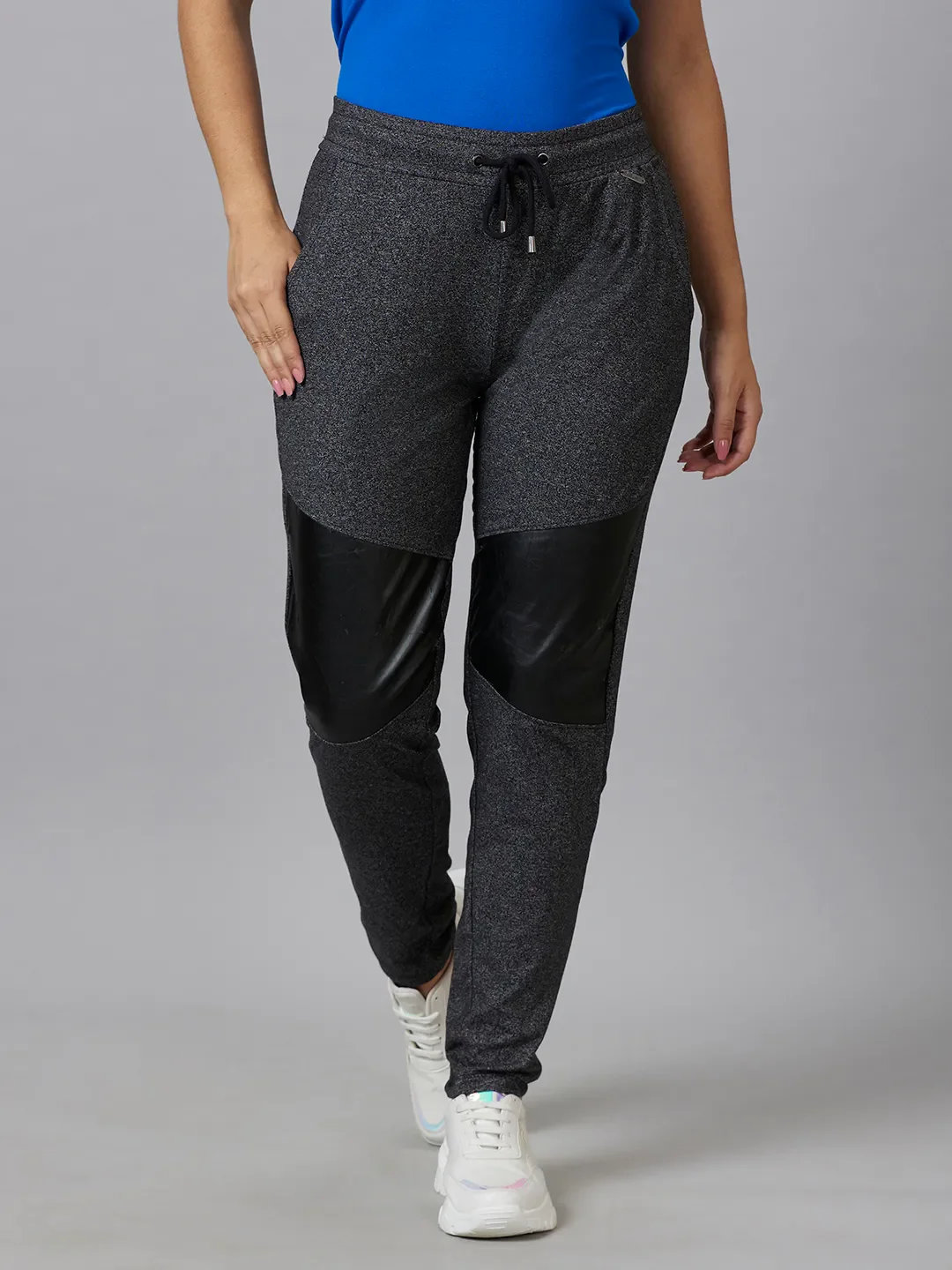 Grey Regular Fit Grindle Lycra Women's Track Pants by Being Human Clothing