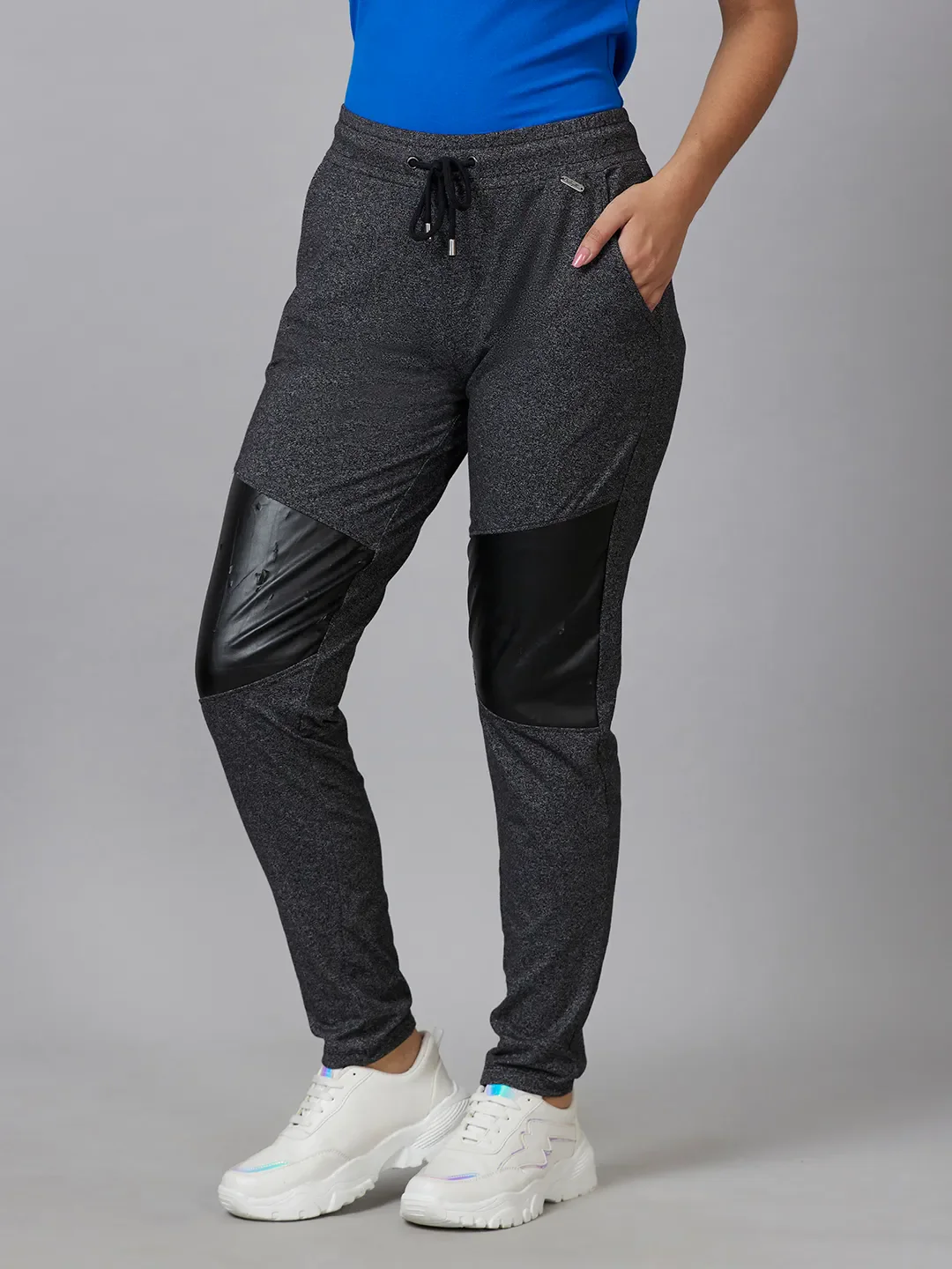 Grey Regular Fit Grindle Lycra Women's Track Pants by Being Human Clothing - Image 4
