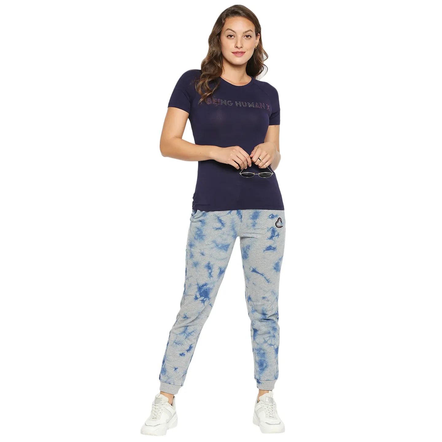 Grey Mid Rise Regular Fit Cotton Women's Track Pants by Being Human Clothing - Image 4
