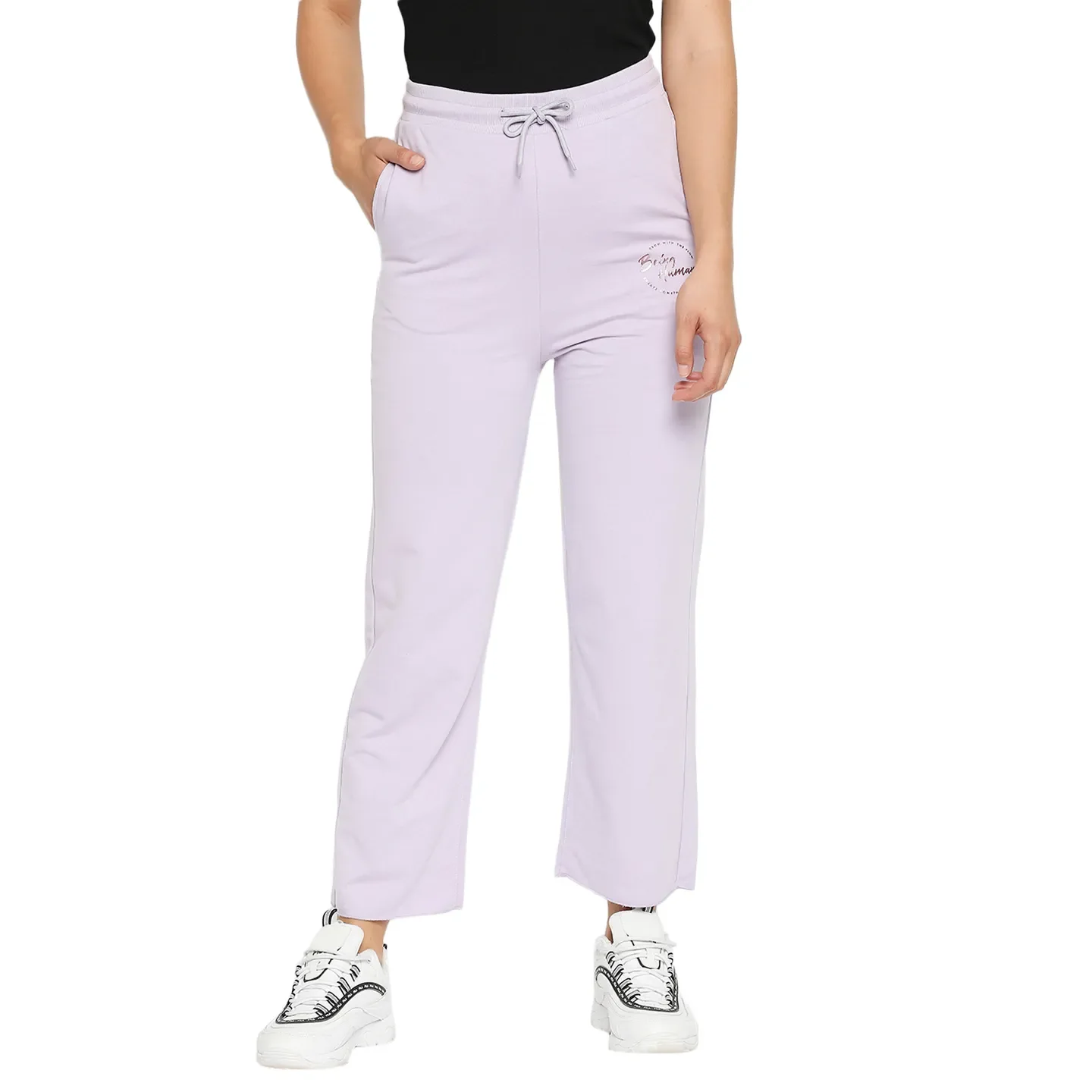 Purple Mid Rise Regular Fit Cotton Women's Track Pants by Being Human Clothing