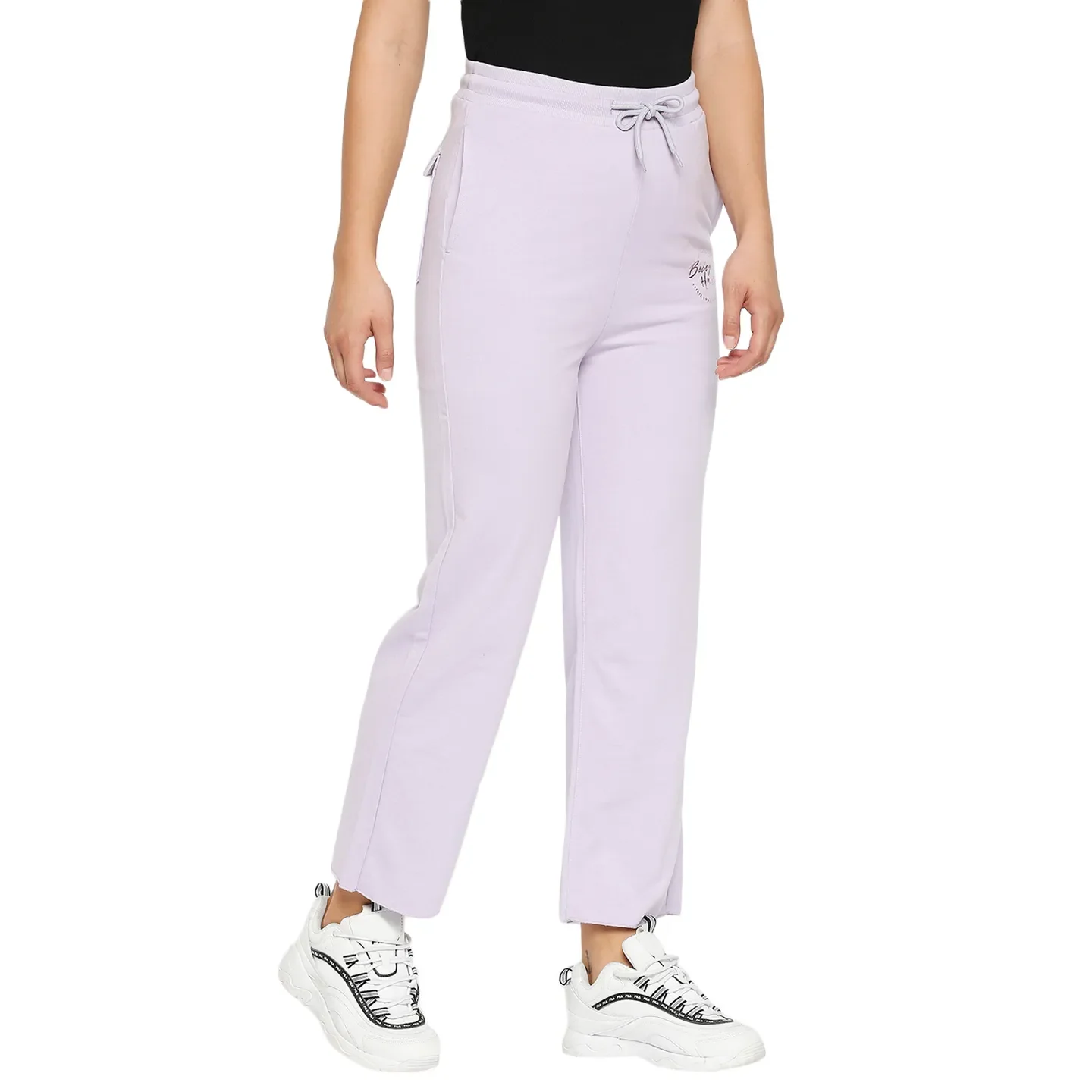 Purple Mid Rise Regular Fit Cotton Women's Track Pants by Being Human Clothing - Image 3