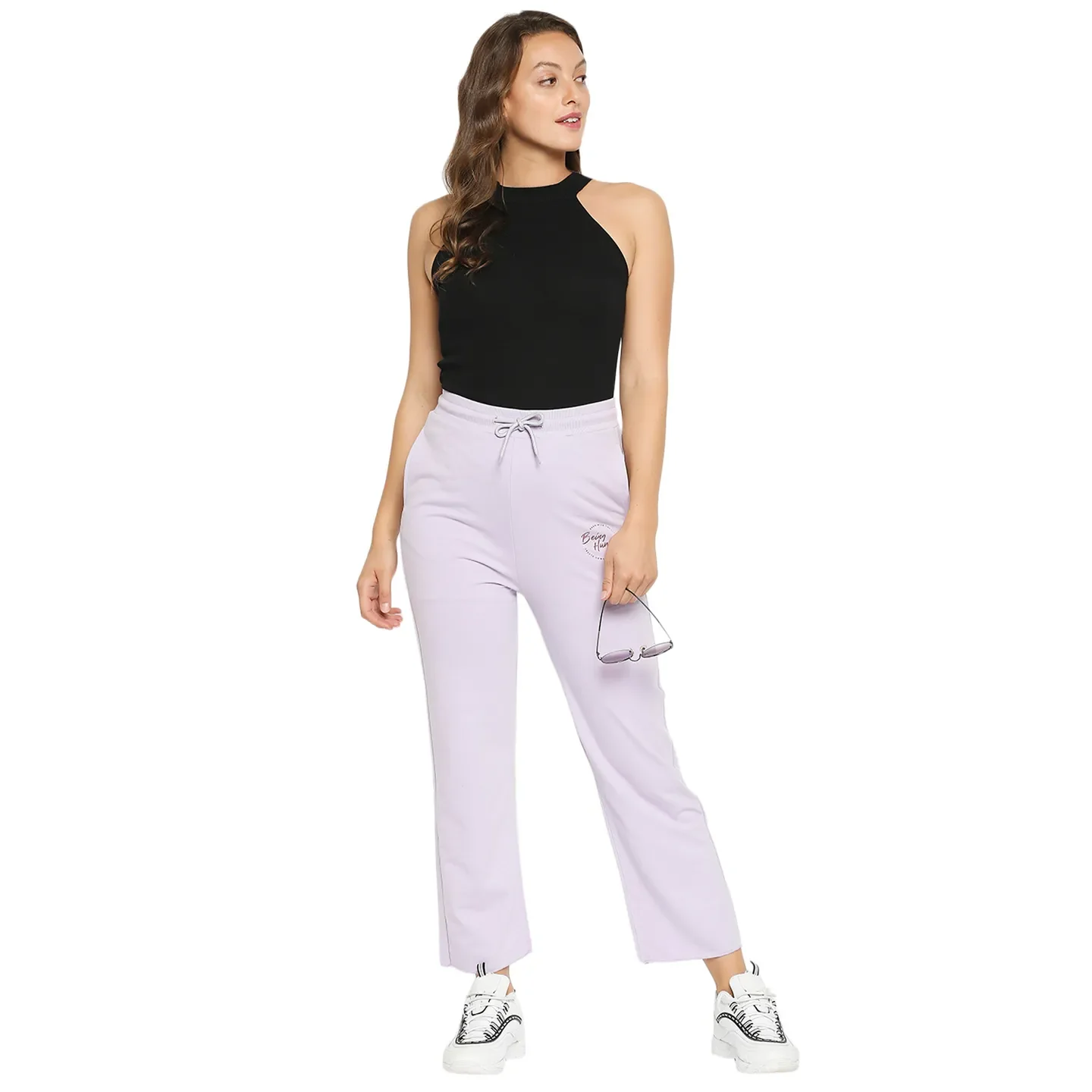 Purple Mid Rise Regular Fit Cotton Women's Track Pants by Being Human Clothing - Image 4
