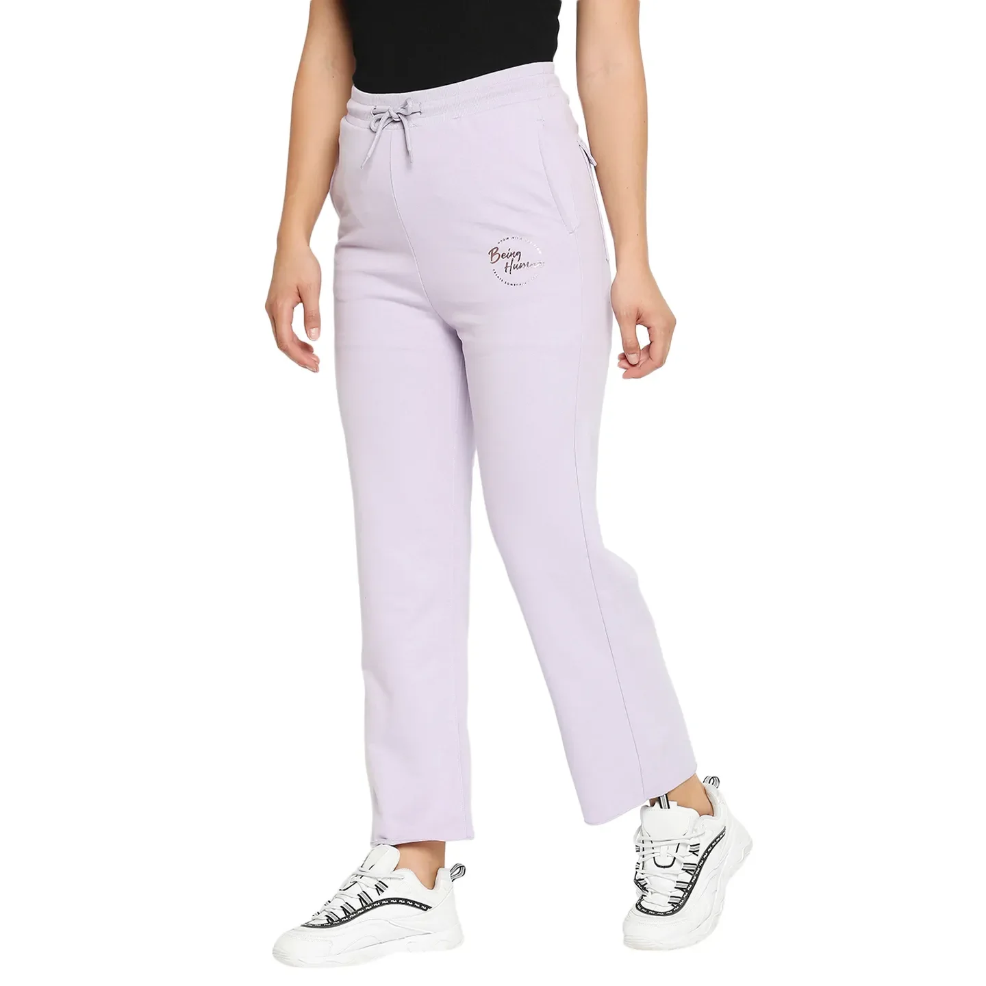 Purple Mid Rise Regular Fit Cotton Women's Track Pants by Being Human Clothing - Image 6