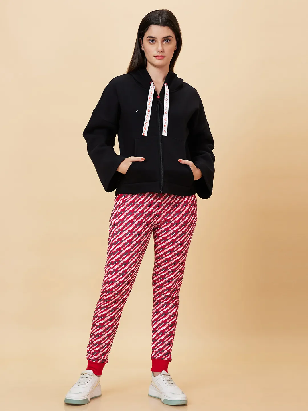 Red Regular Fit Women's Track Pants by Being Human Clothing - Image 2
