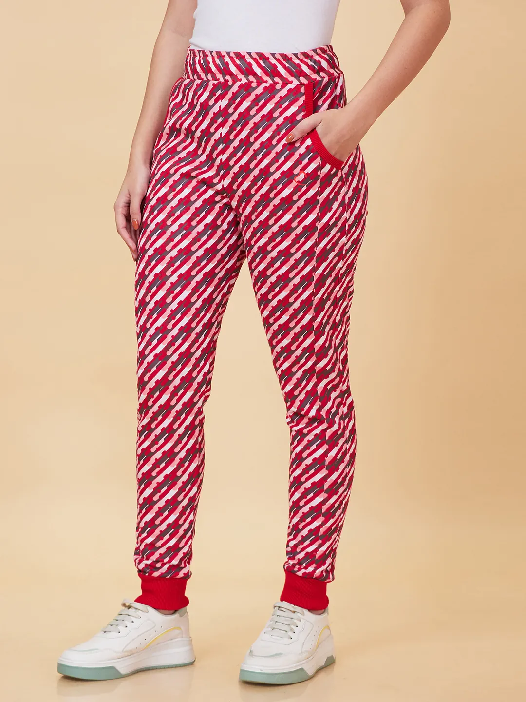 Red Regular Fit Women's Track Pants by Being Human Clothing - Image 4