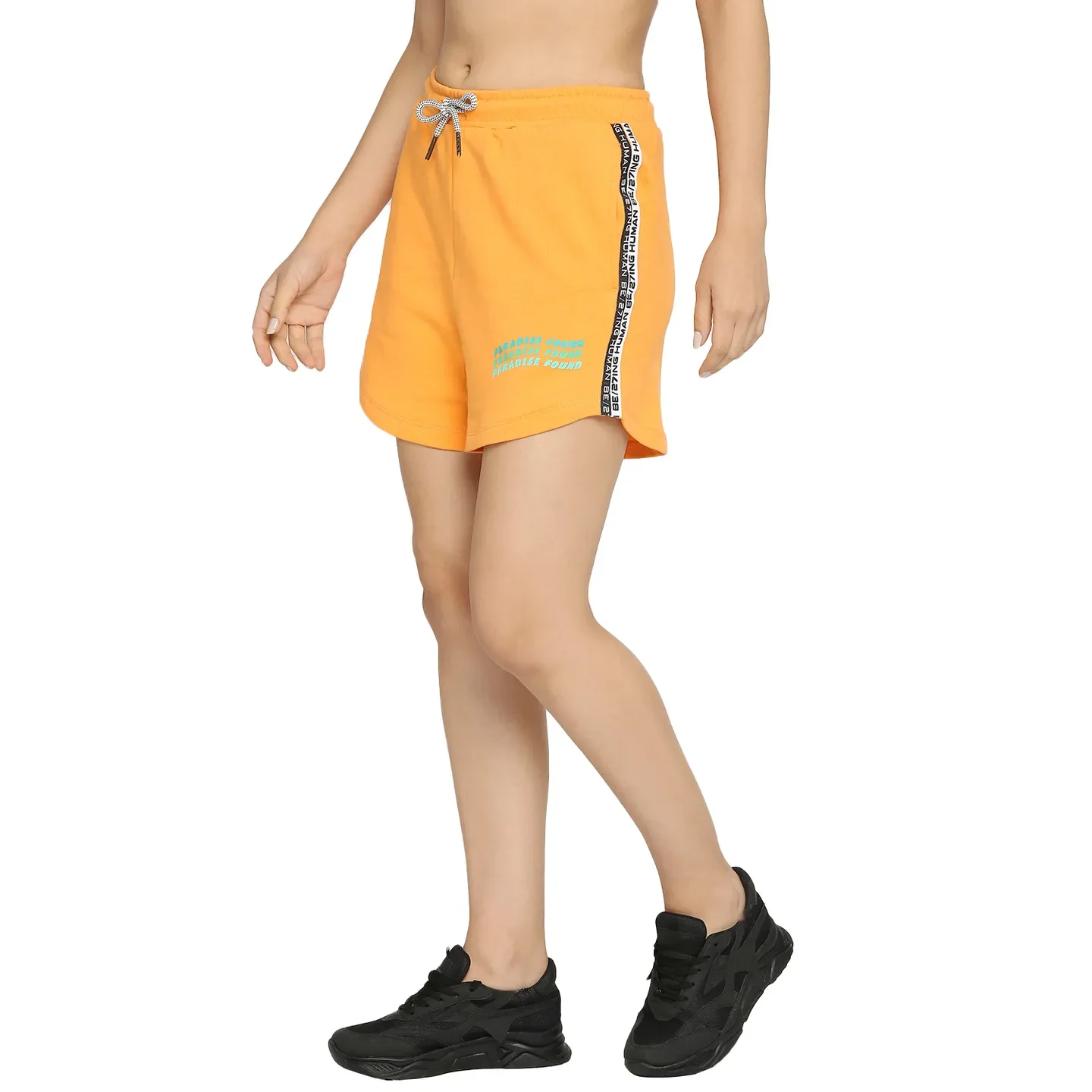 Orange Relaxed Fit Women's Cotton Shorts By Being Human Clothing - Image 2