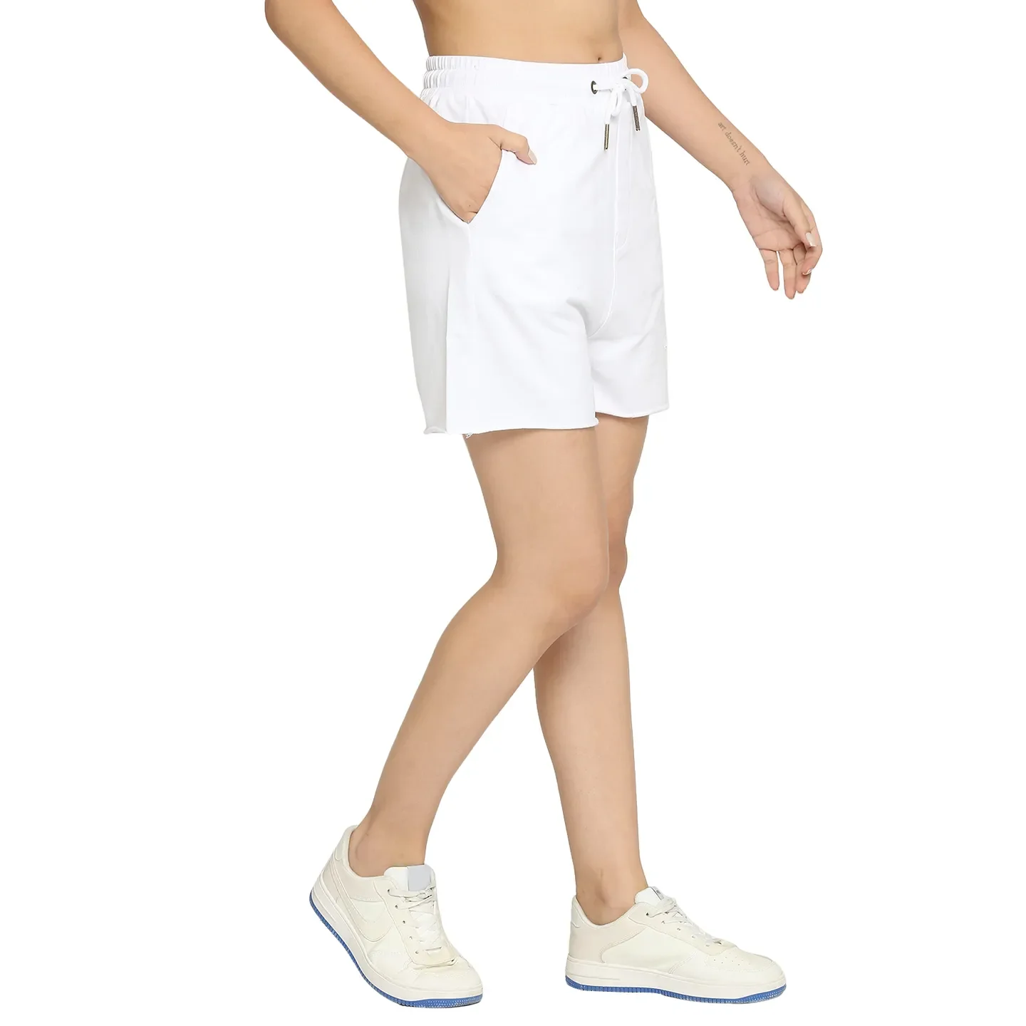 White Easy Fit Women's Cotton Shorts By Being Human Clothing - Image 3