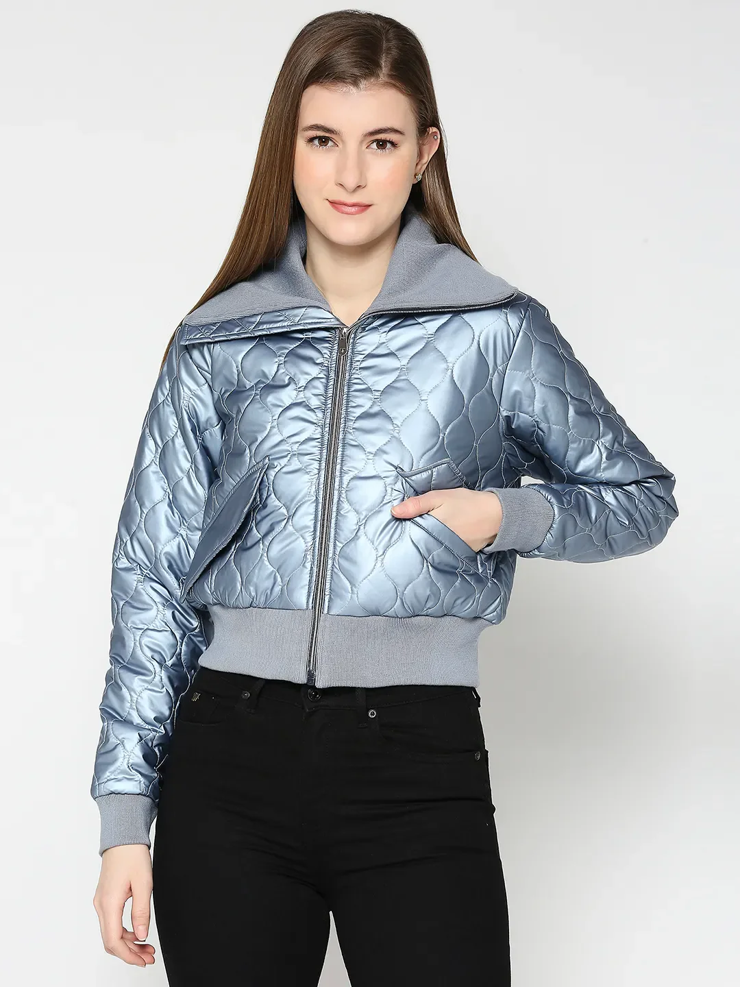 Blue Semi Fit Long Sleeve Women's Jacket By Being Human Clothing
