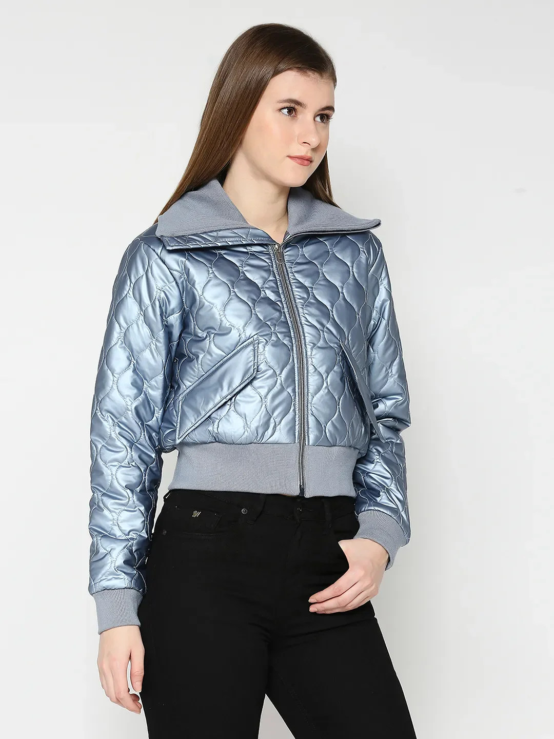 Blue Semi Fit Long Sleeve Women's Jacket By Being Human Clothing - Image 3