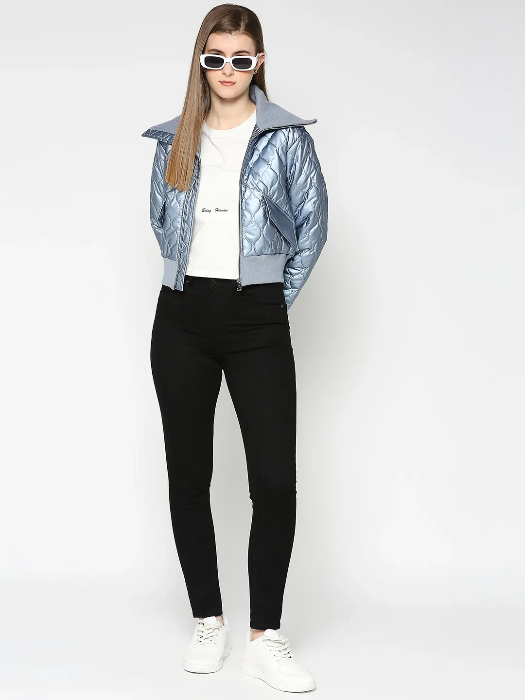 Blue Semi Fit Long Sleeve Women's Jacket By Being Human Clothing - Image 6