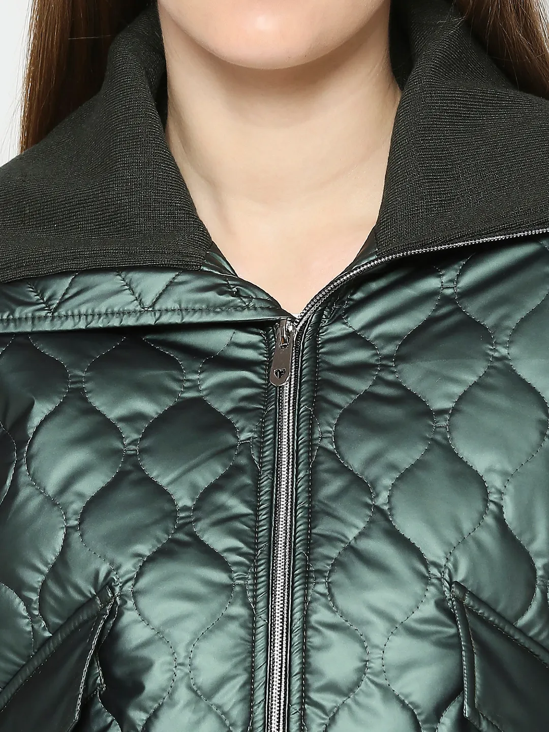 Green Semi Fit Long Sleeve Women's Jacket By Being Human Clothing - Image 5