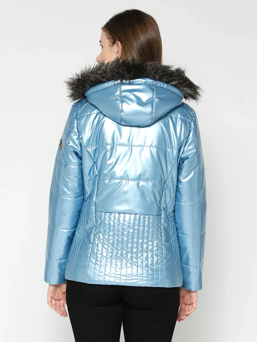 Metalic Blue Semi Fit Long Sleeve Women's Jacket By Being Human Clothing - Image 4