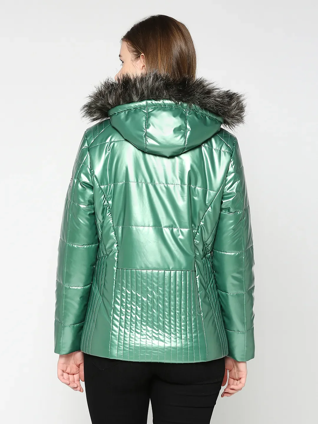 Metalic Green Long Sleeve Women's Jacket By Being Human Clothing - Image 4