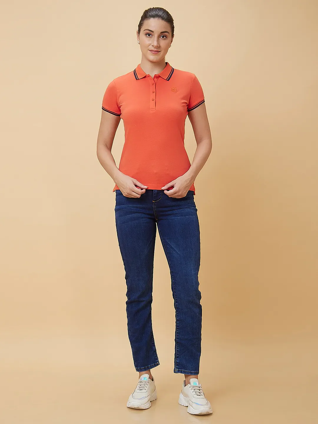Orange Semi Fit Short Sleeve Women's T-Shirt By Being Human Clothing - Image 2