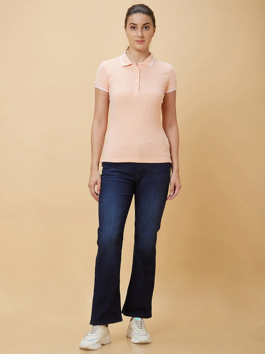 Peach Semi Fit Short Sleeve Women's T-Shirt By Being Human Clothing - Image 2