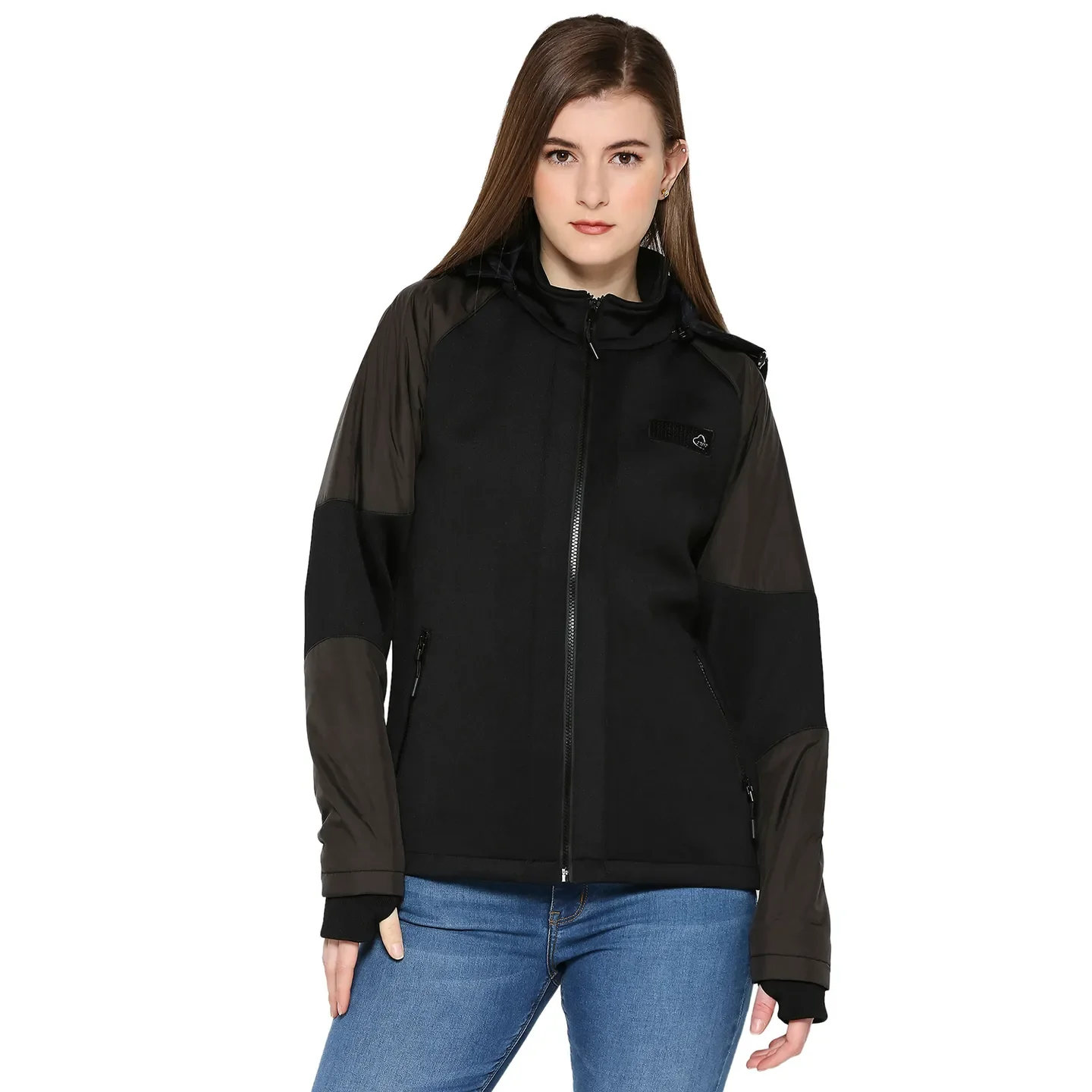 Black Semi Fit  Long Sleeves Women's Jacket by Being Human Clothing