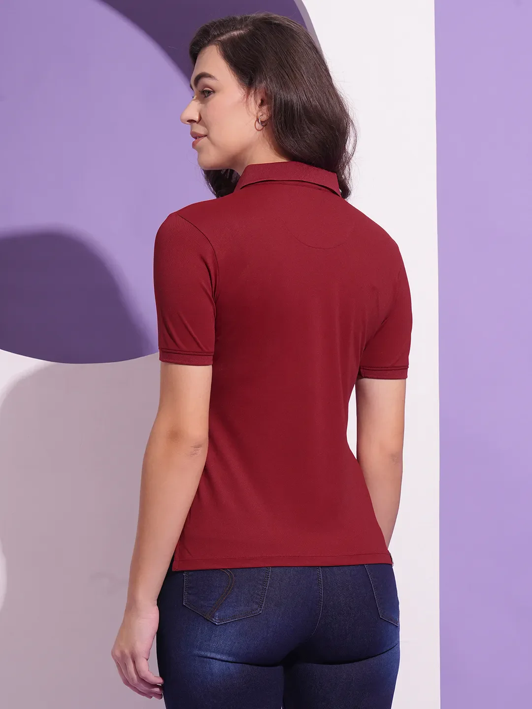Dark Red Semi Fit Women's Viscose T-Shirt By Being Human Clothing - Image 3
