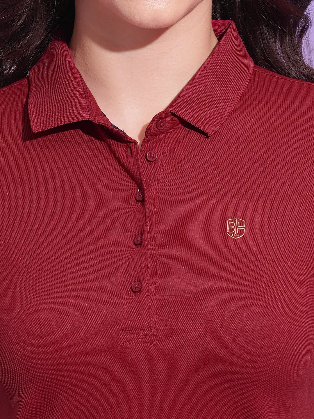 Dark Red Semi Fit Women's Viscose T-Shirt By Being Human Clothing - Image 5