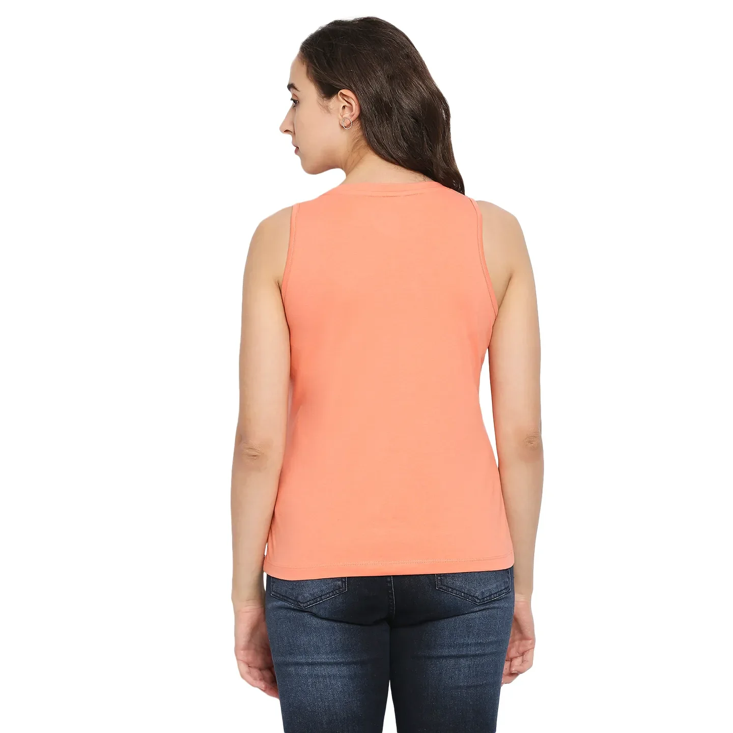 Peach Semi Fit Women's Cotton Tank Top By Being Human Clothing - Image 4