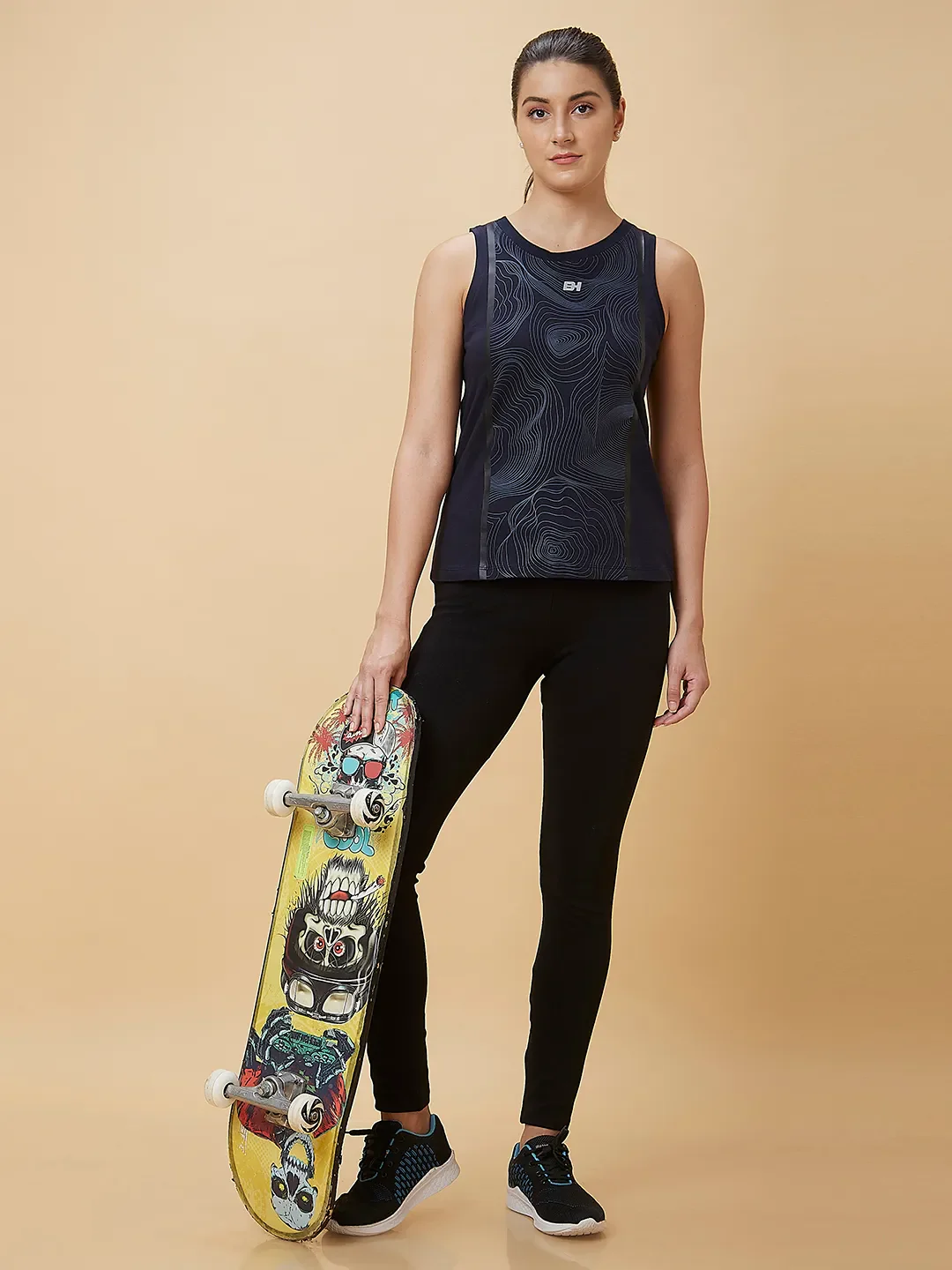 Navy Semi Fit Women's Cotton Tank Top By Being Human Clothing - Image 6