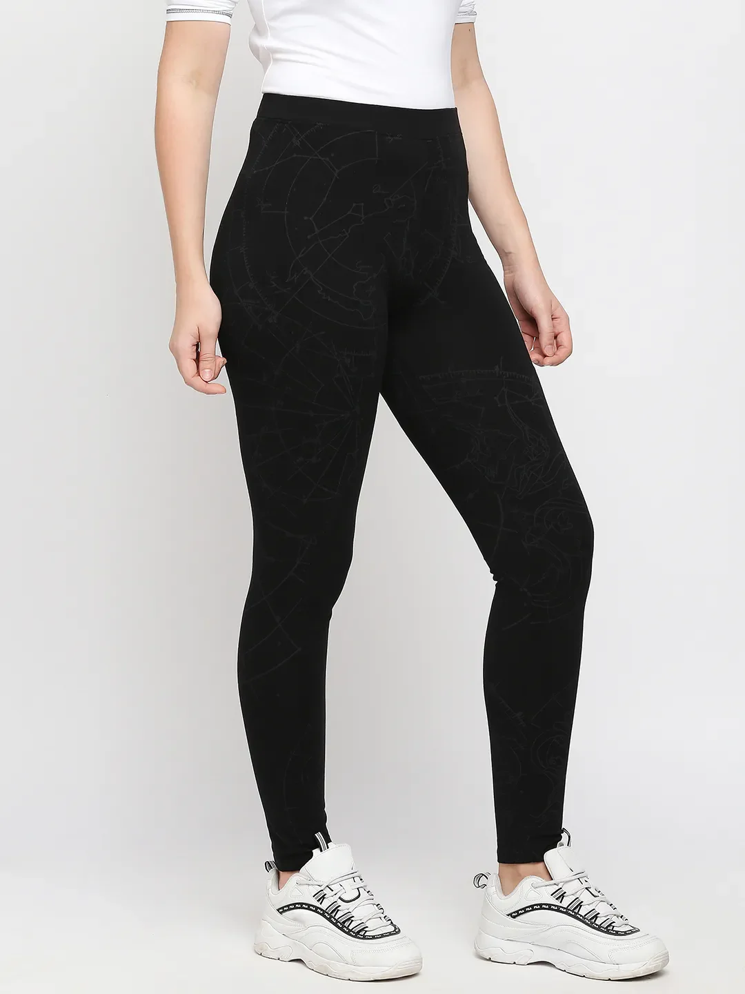 Black Slim Fit Women's Cotton Leggings By Being Human Clothing - Image 3