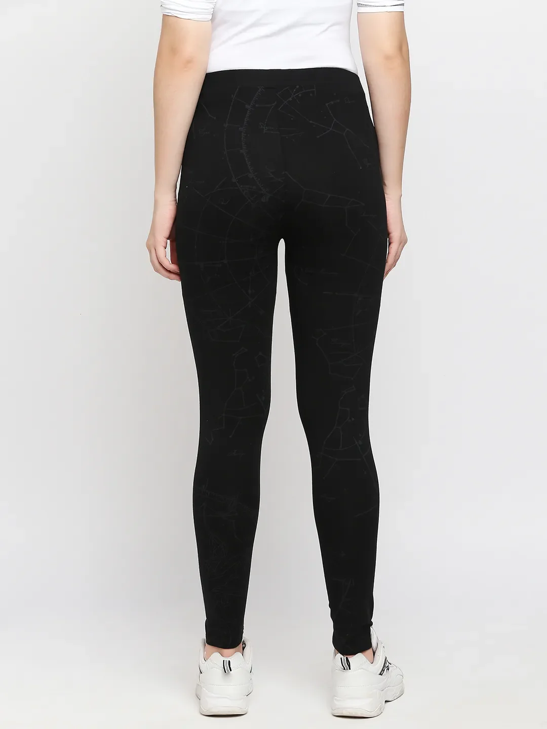 Black Slim Fit Women's Cotton Leggings By Being Human Clothing - Image 4