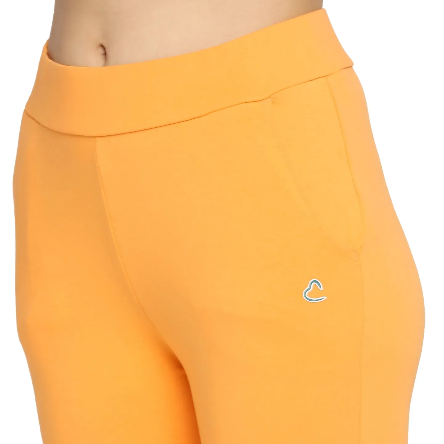 Orange Slim Fit Women's Cotton Leggings By Being Human Clothing - Image 5