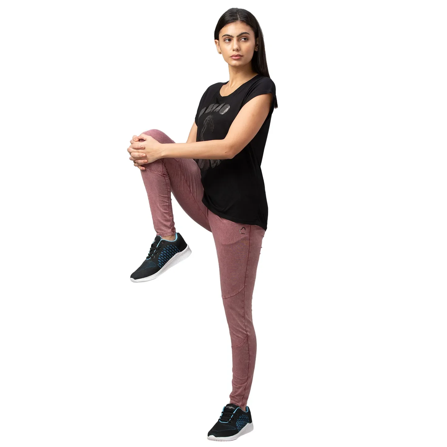 Pink Slim Fit Women's Cotton Leggings By Being Human Clothing - Image 2