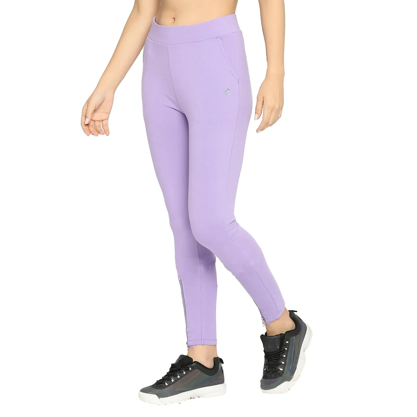 Lilac Slim Fit Women's Cotton Leggings By Being Human Clothing - Image 2