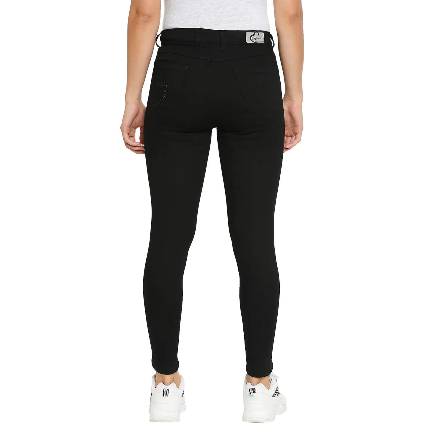Black Mid Rise Super Skinny Fit Cotton Women's Denims by Being Human Clothing - Image 2