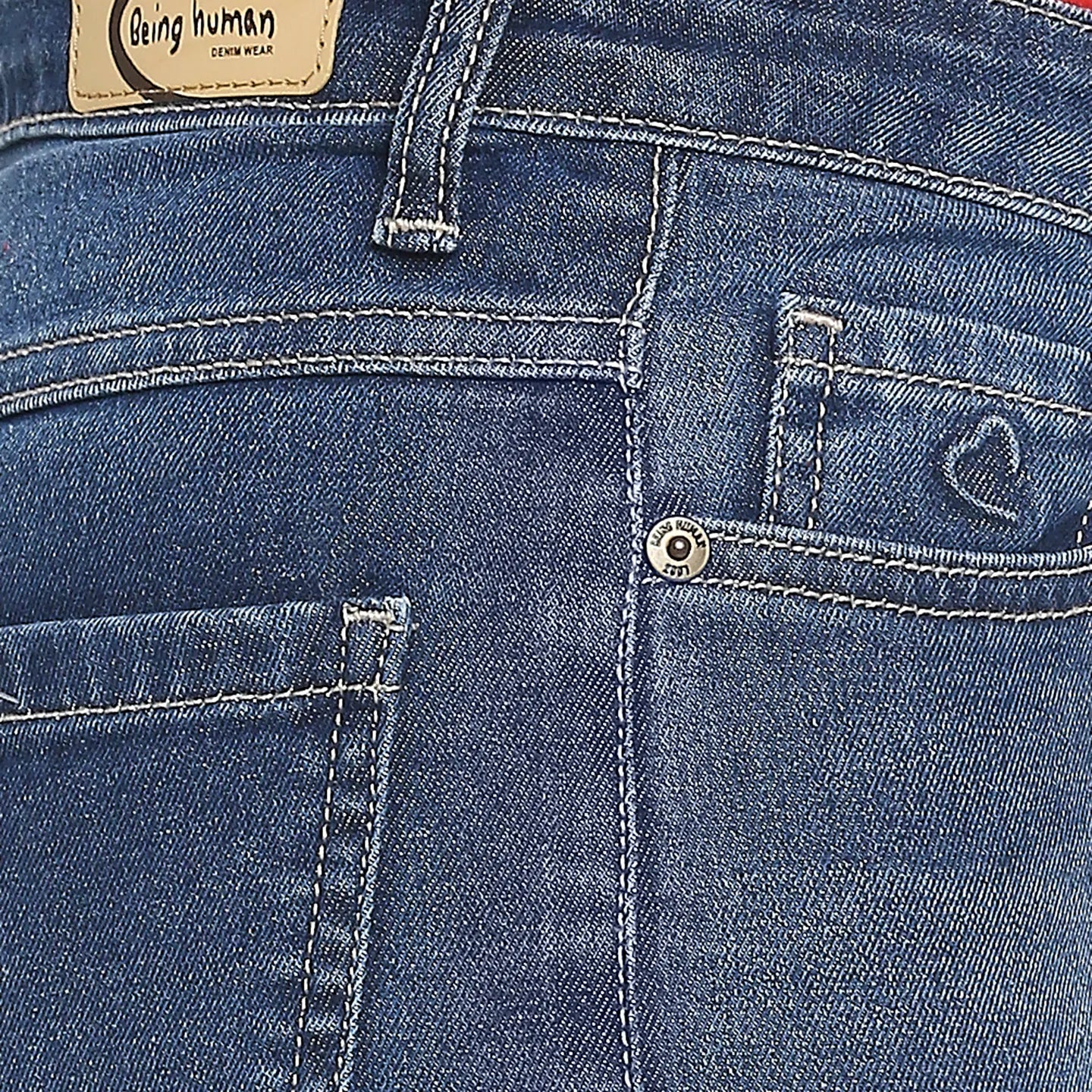 Blue Mid Rise Skinny Fit Women's Denim By Being Human Clothing - Image 3