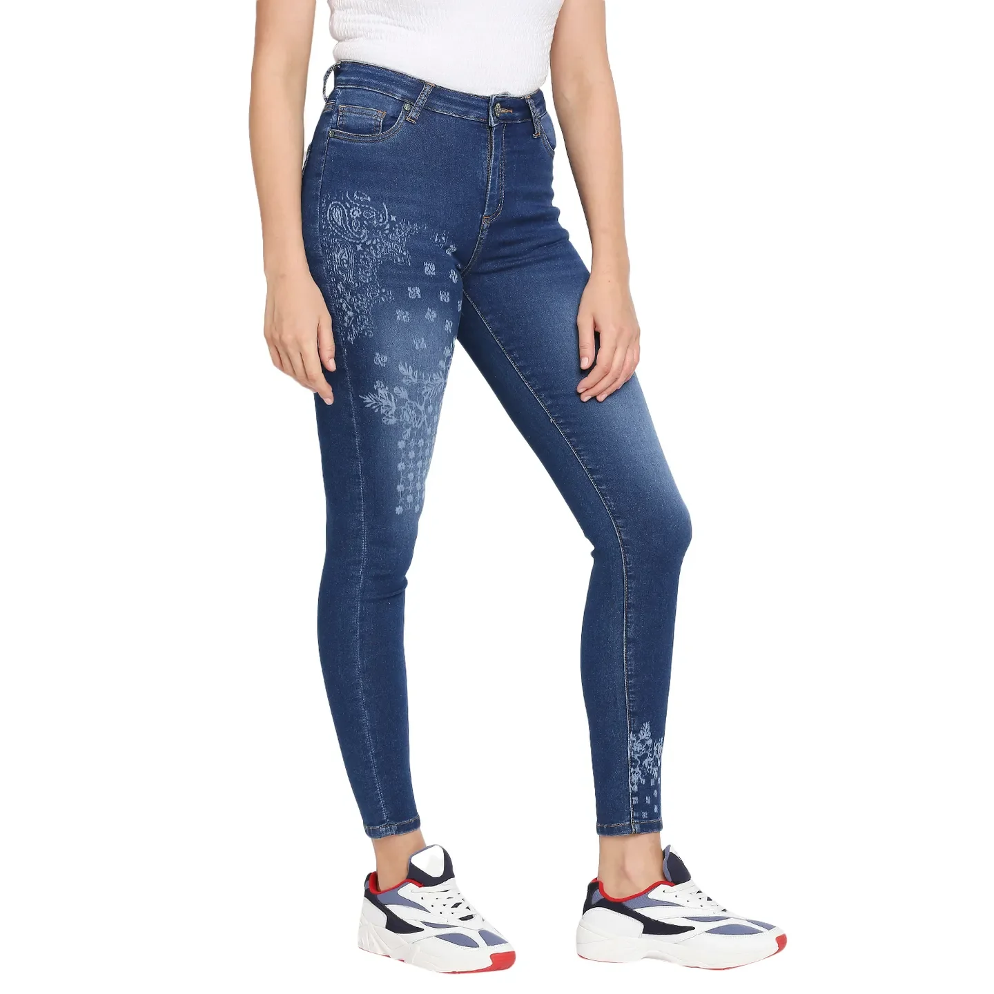 Blue Mid Rise Skinny Fit Women's Denim By Being Human Clothing - Image 3