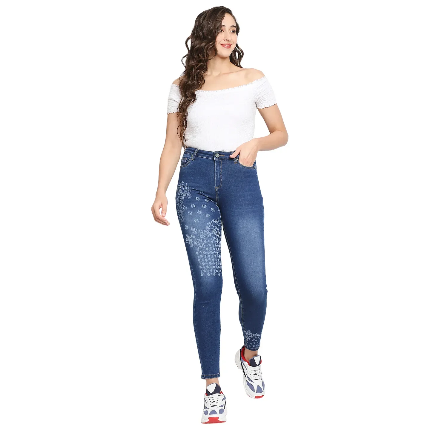 Blue Mid Rise Skinny Fit Women's Denim By Being Human Clothing - Image 6