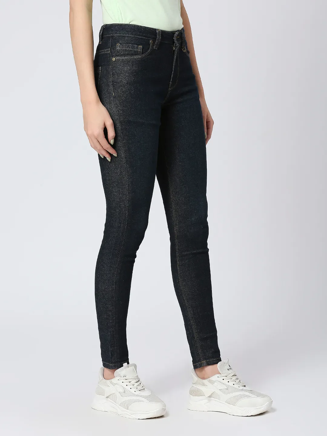 Dark Indigo Mid Rise Skinny Fit Women's Denim By Being Human Clothing - Image 3
