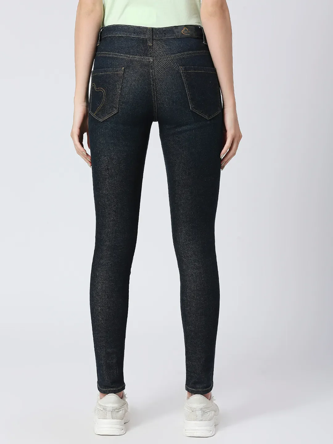 Dark Indigo Mid Rise Skinny Fit Women's Denim By Being Human Clothing - Image 4