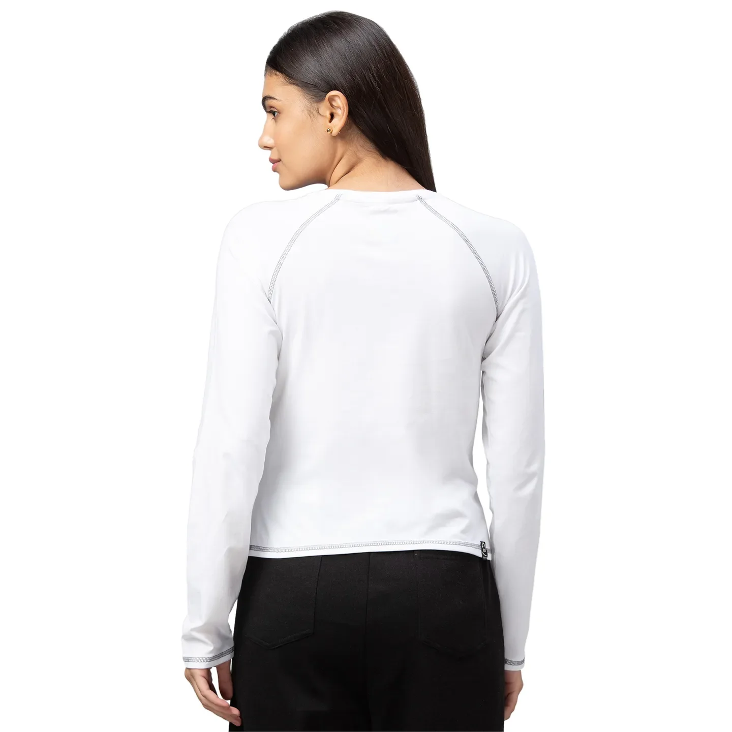 White Women's Cotton Long Sleeve T-Shirt By Being Human Clothing - Image 3