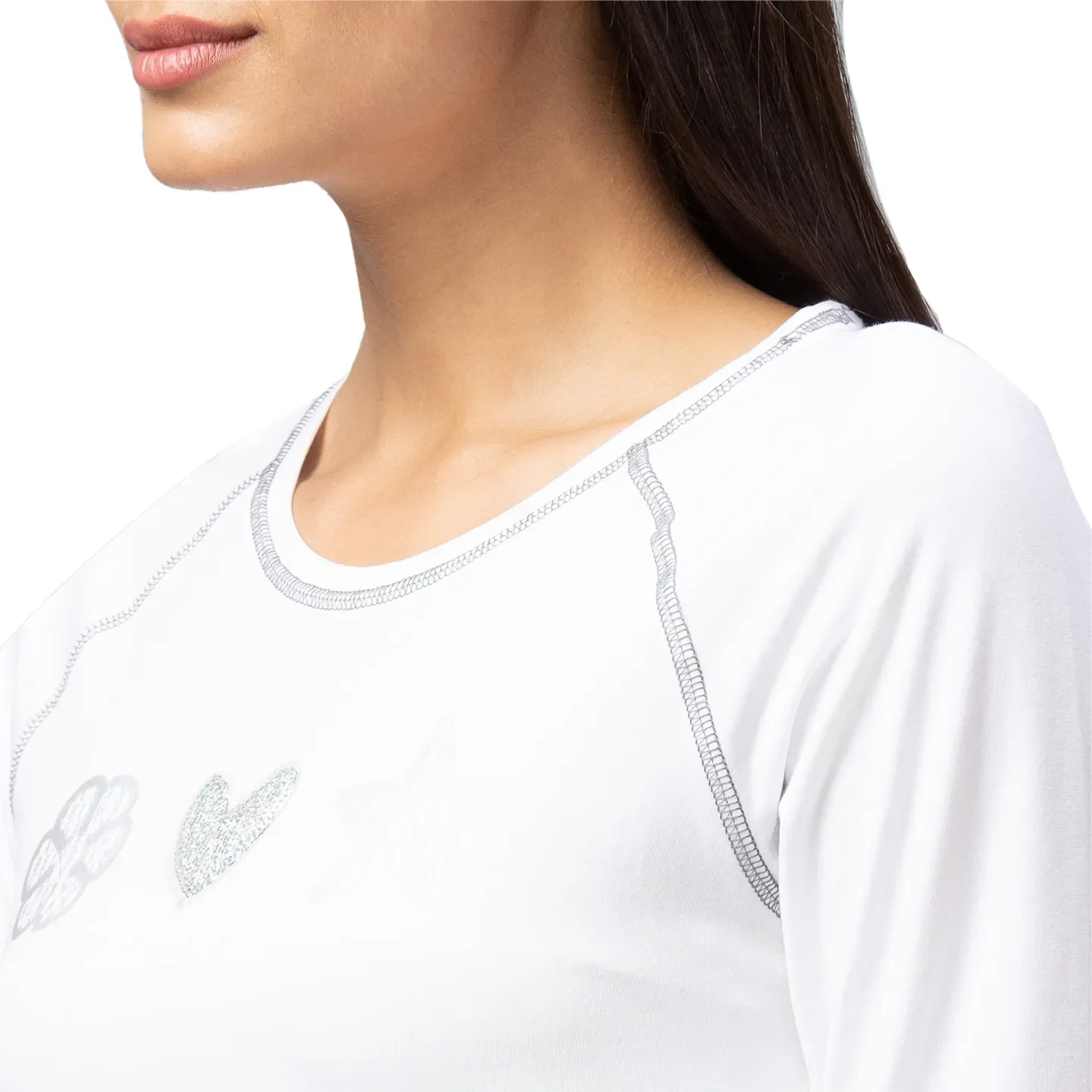 White Women's Cotton Long Sleeve T-Shirt By Being Human Clothing - Image 4