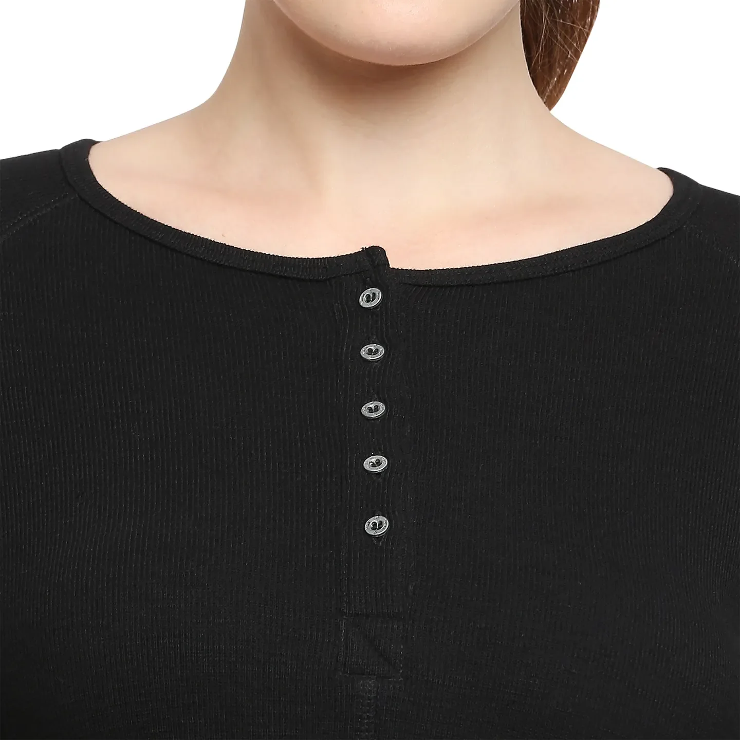 Black Slim Fit Round Neck Long Sleeves Cotton Women's T-Shirt by Being Human Clothing - Image 5