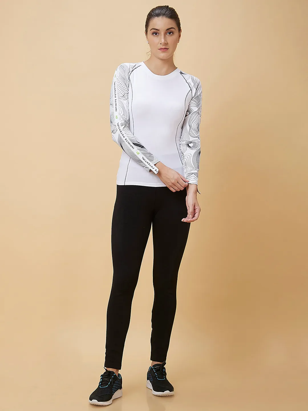 White Slim Fit Women's Cotton T-Shirt By Being Human Clothing - Image 2