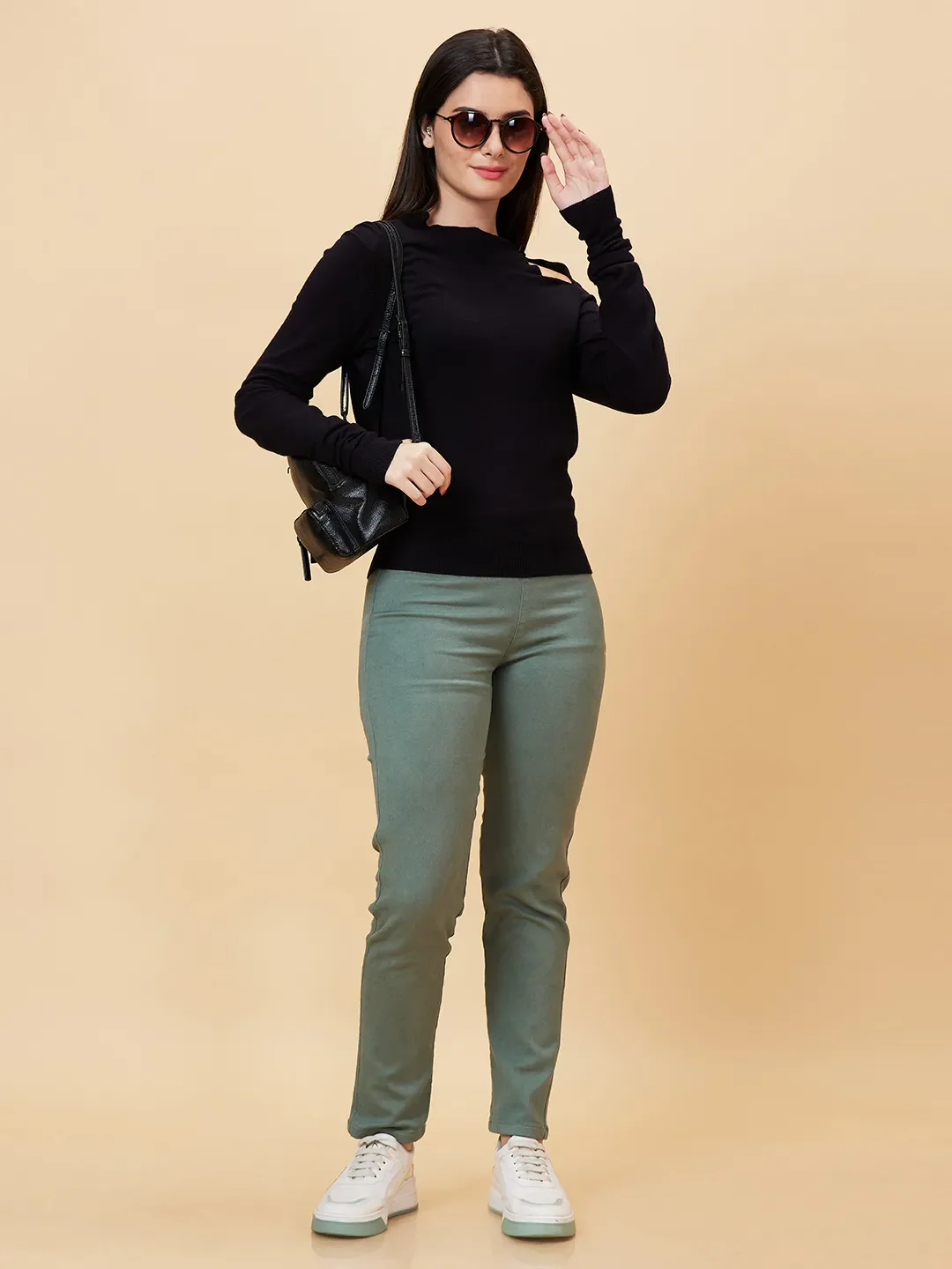 Black Slim Fit Women's Long Sleeve Sweater By Being Human Clothing - Image 5
