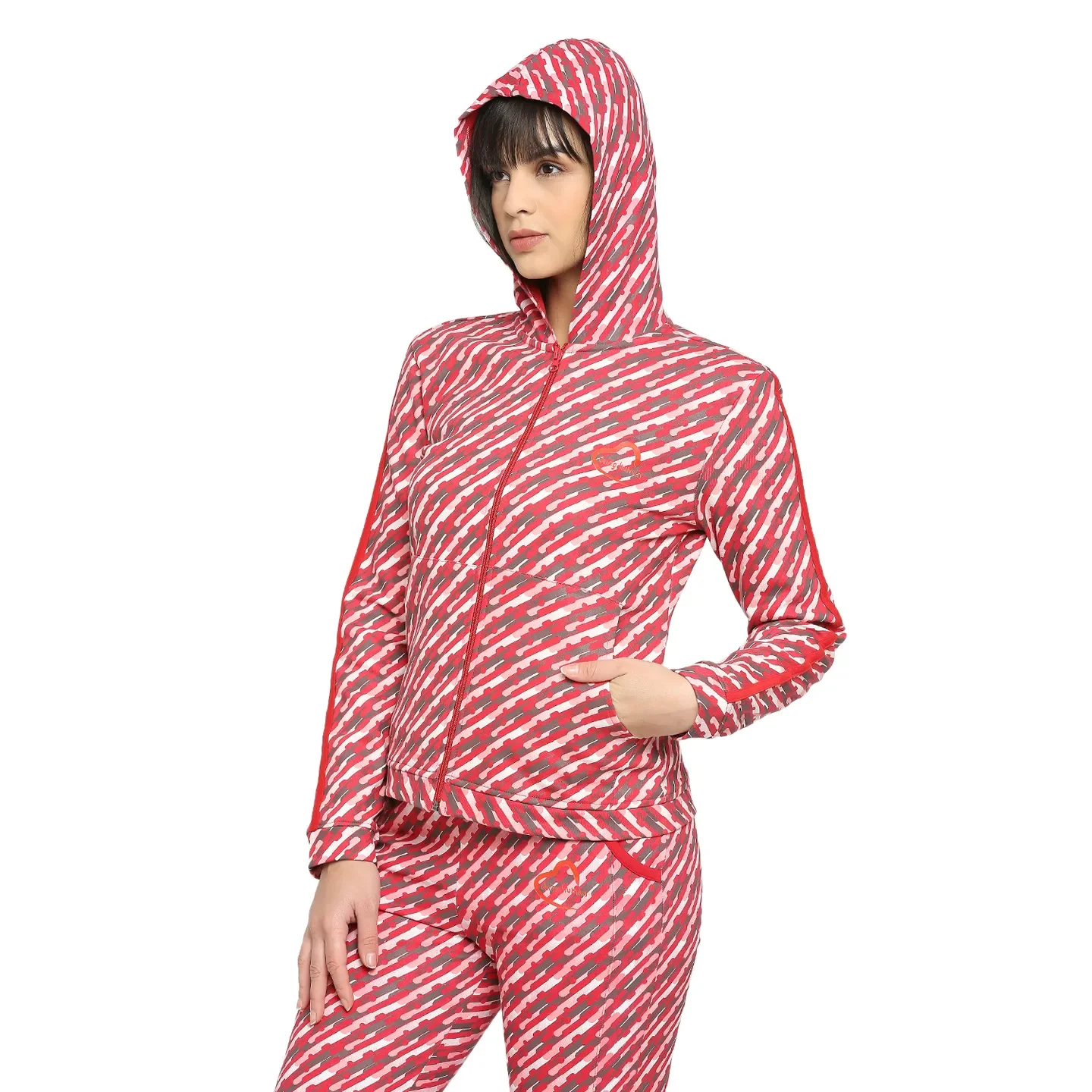 Red Slim Fit  Long Sleeves Women's Hoodie by Being Human Clothing - Image 2
