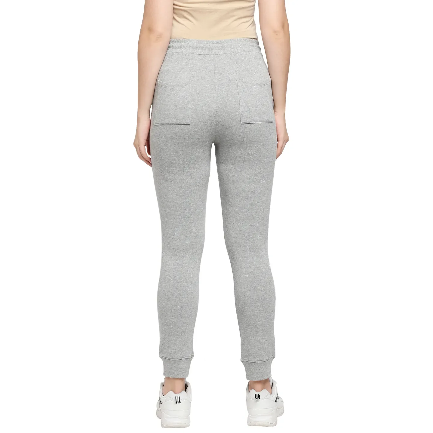 Grey Slim Fit Women's Cotton Blend Track Pants By Being Human Clothing - Image 4
