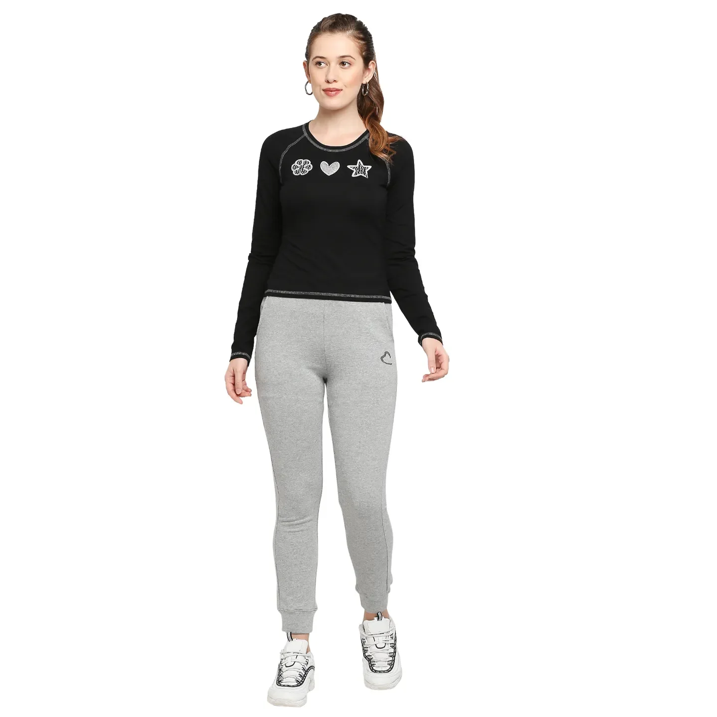Grey Slim Fit Women's Cotton Blend Track Pants By Being Human Clothing - Image 6