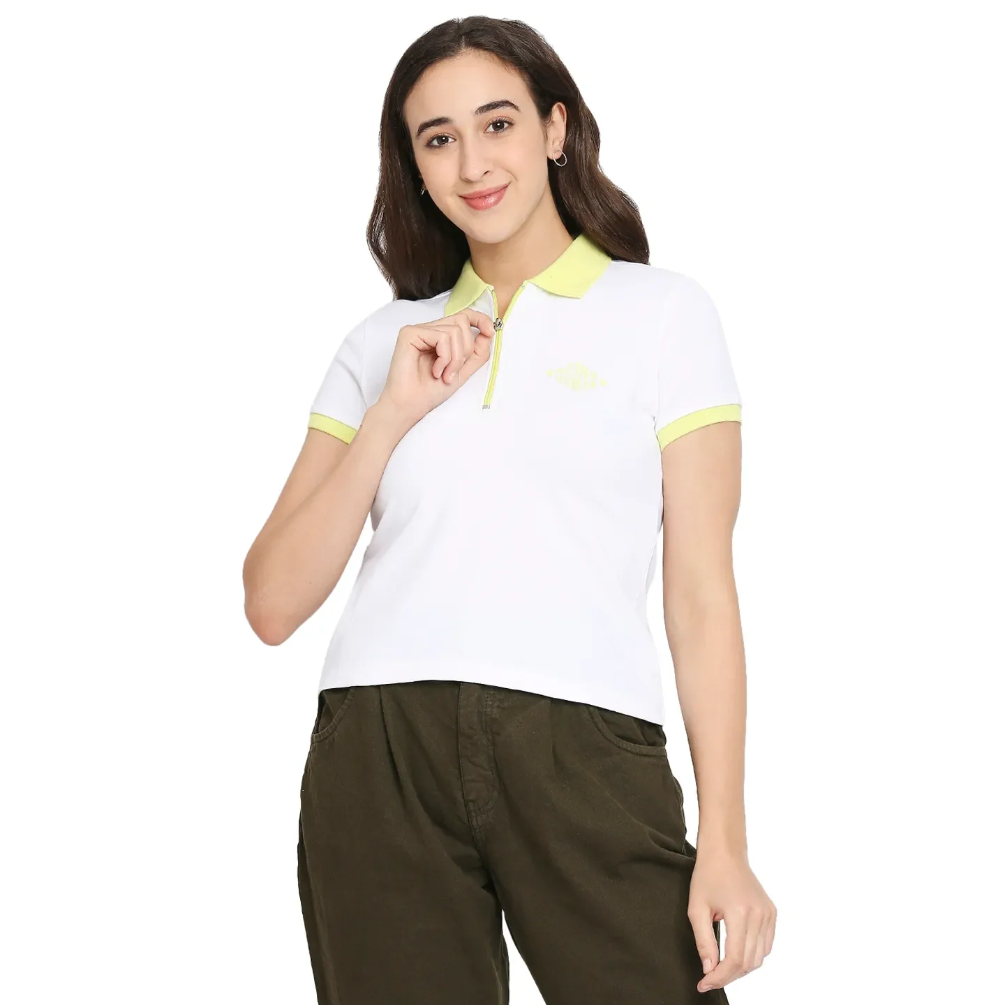 White Slim Fit Women's Cotton Short Sleeve Cropped T-Shirt By Being Human Clothing