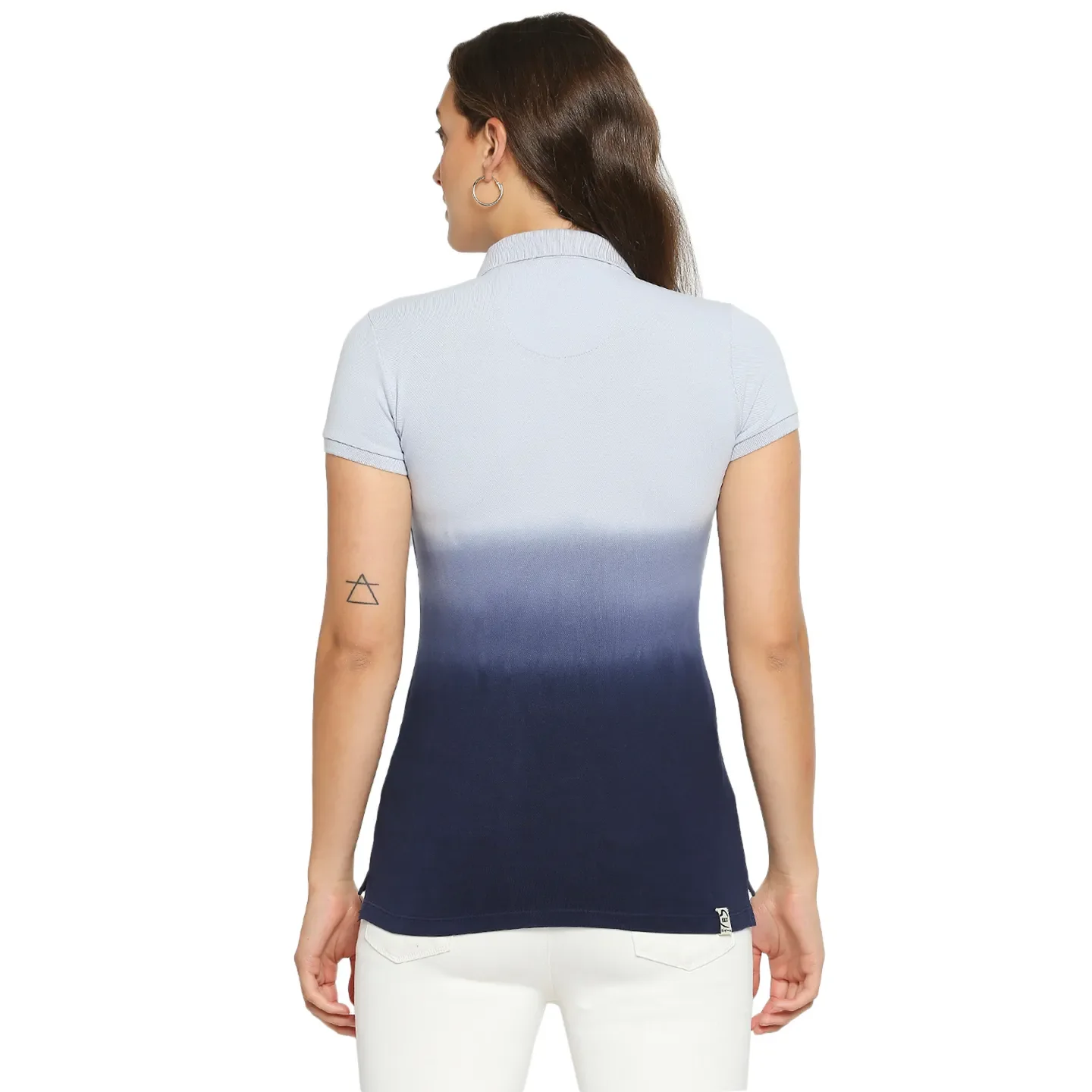 Grey Slim Fit Polo Collar Short Sleeves Cotton Women's T-Shirt by Being Human Clothing - Image 3