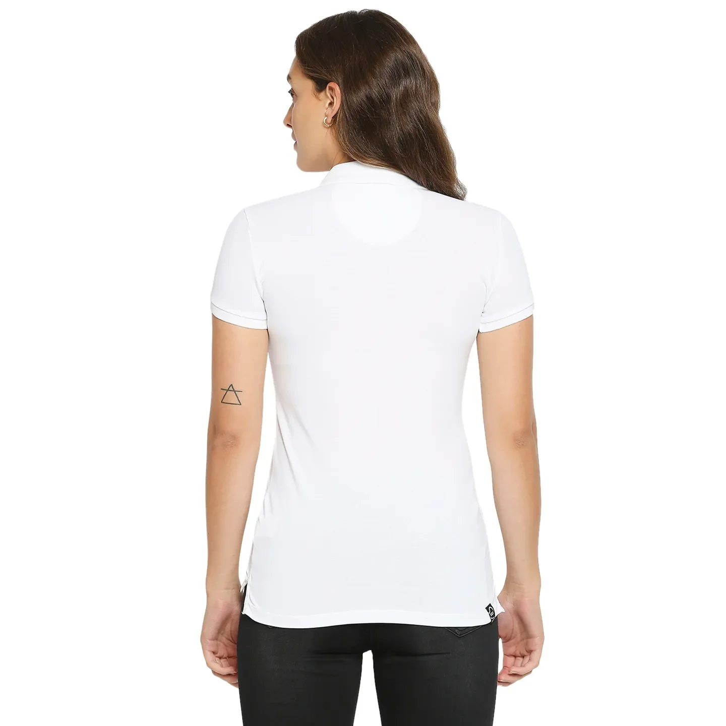 White Slim Fit Polo Collar Short Sleeves Cotton Women's T-Shirt by Being Human Clothing - Image 4