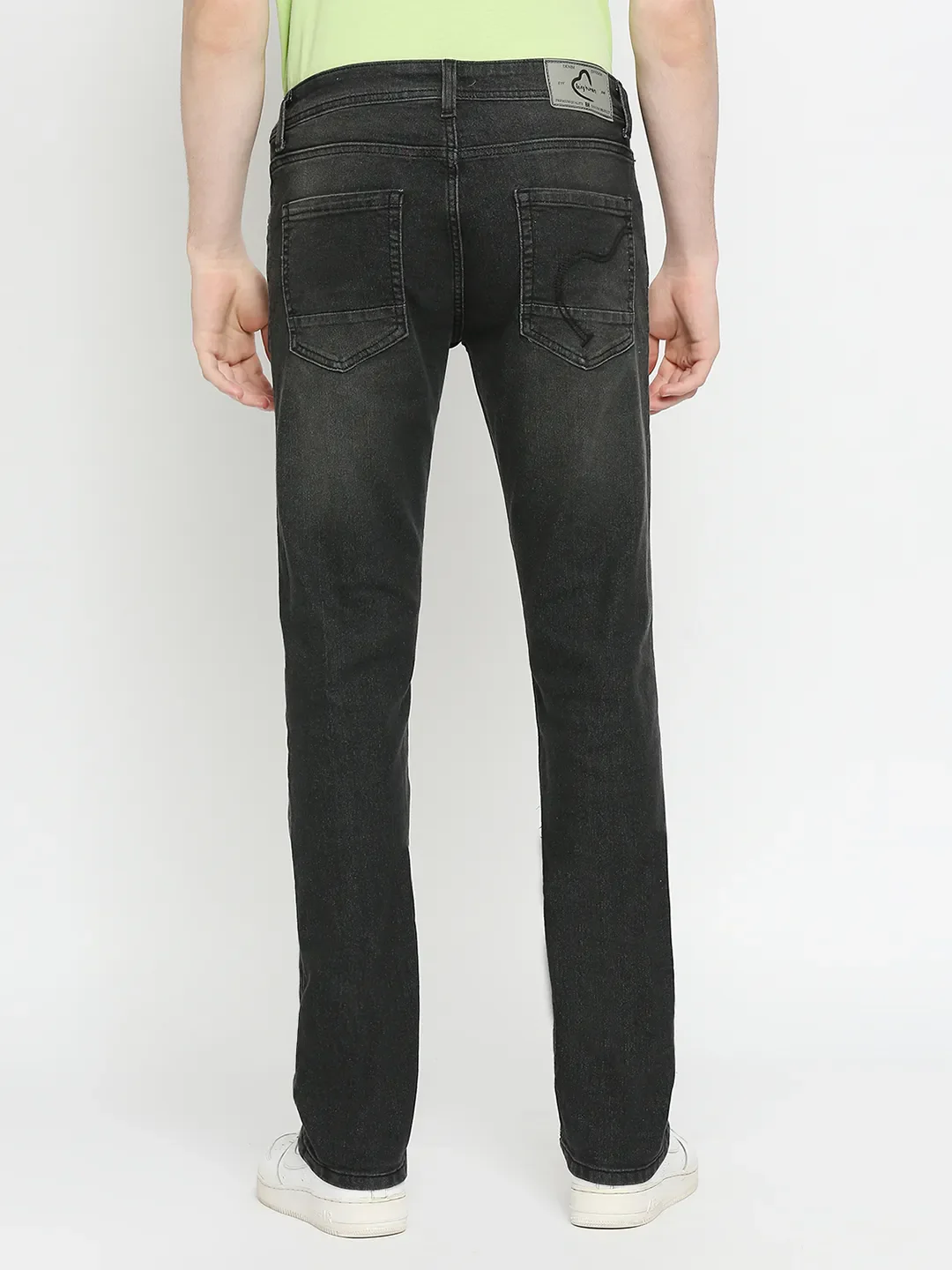 Black Slim Straight Fit Men's Denims by Being Human Clothing - Image 4