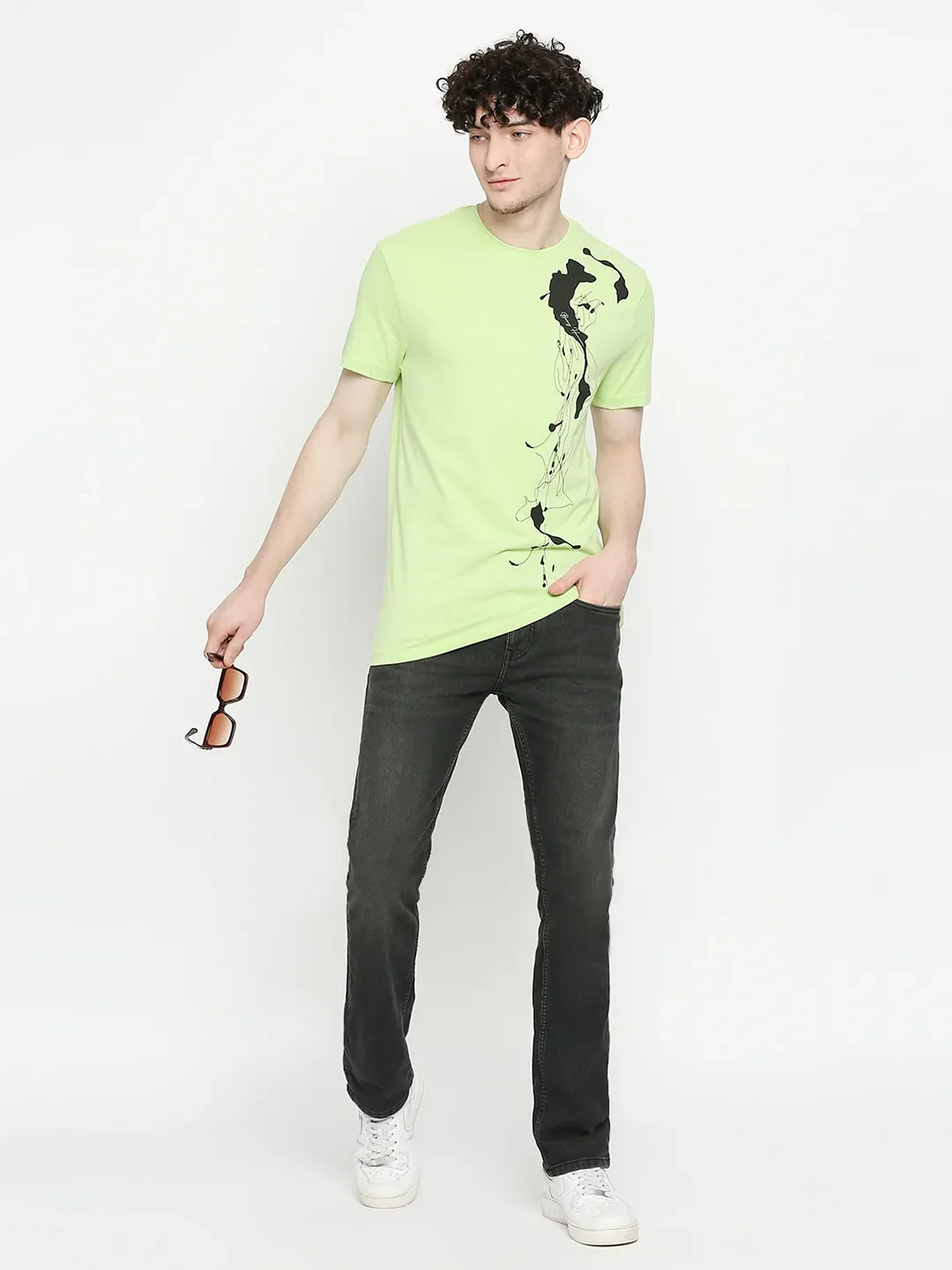 Black Slim Straight Fit Men's Denims by Being Human Clothing - Image 6
