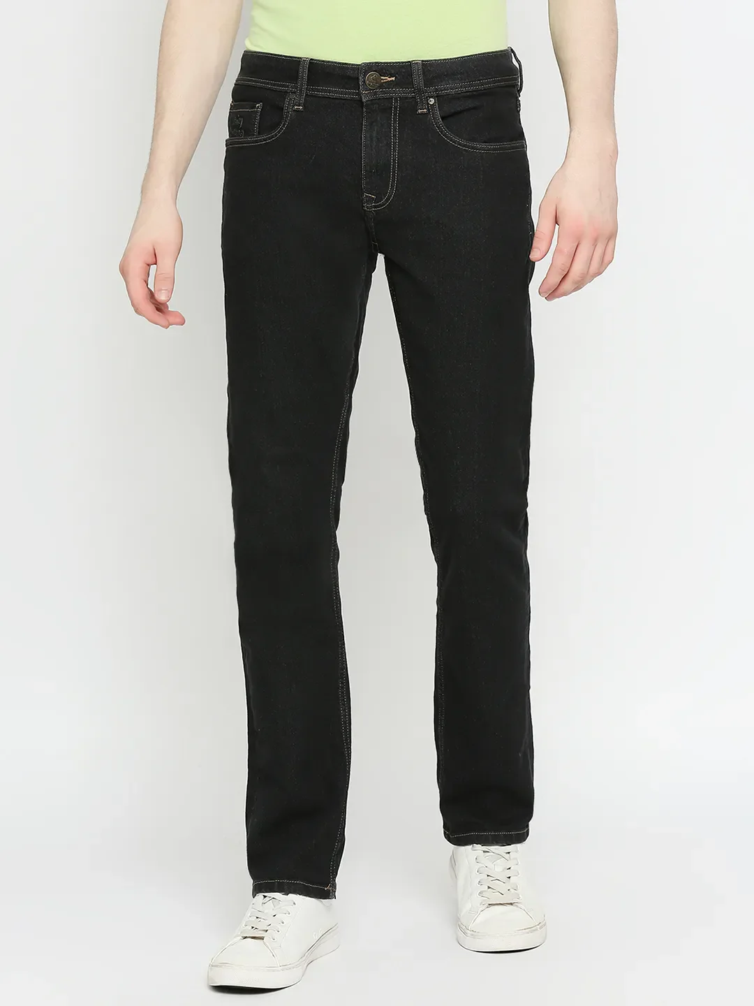 Black Slim Straight Fit Men's Denims by Being Human Clothing